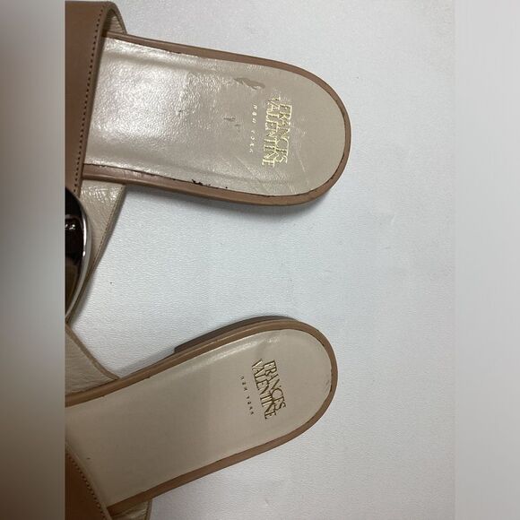 Women Frances Valentine Leather Thong Sandals Light Tan Slip-On Women’s Size‎ 11